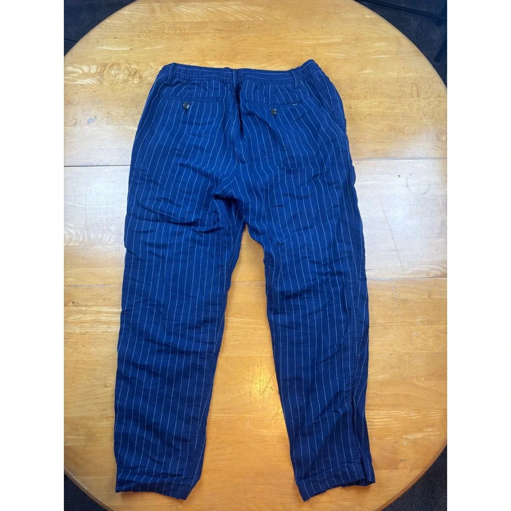 Polo Ralph Lauren Mens Tailored Slim Fit Pinstripe Linen Blend Drawstring Pants